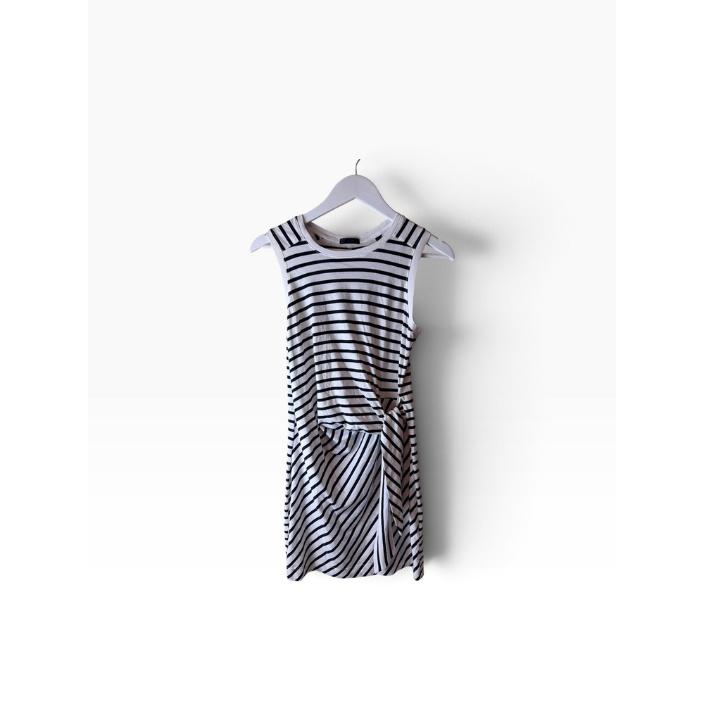 ATM Anthony Thomas Melillo Striped Sleeveless Knot Dress White Black Cotton XS
